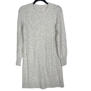 New LOFT XSmall XS Light Gray Cable Sweater Dress Long Blouson Sleeve Wool Blend